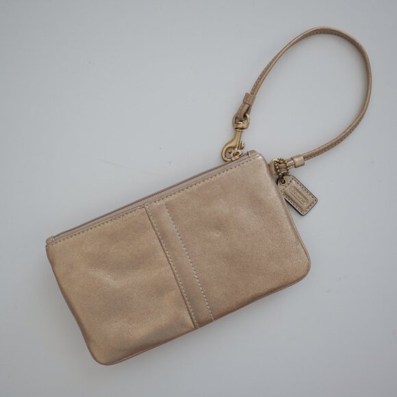 Coach Metallic Gold Wristlet with Buckle - Picture 6 of 6